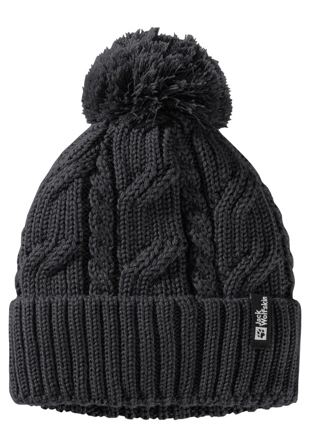 Black Jack Wolfskin Pompom Women Beanie | 13880701