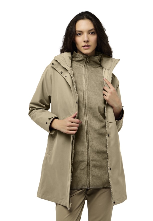 Khaki Jack Wolfskin Baylight 3in1 Women Coats | 94918577