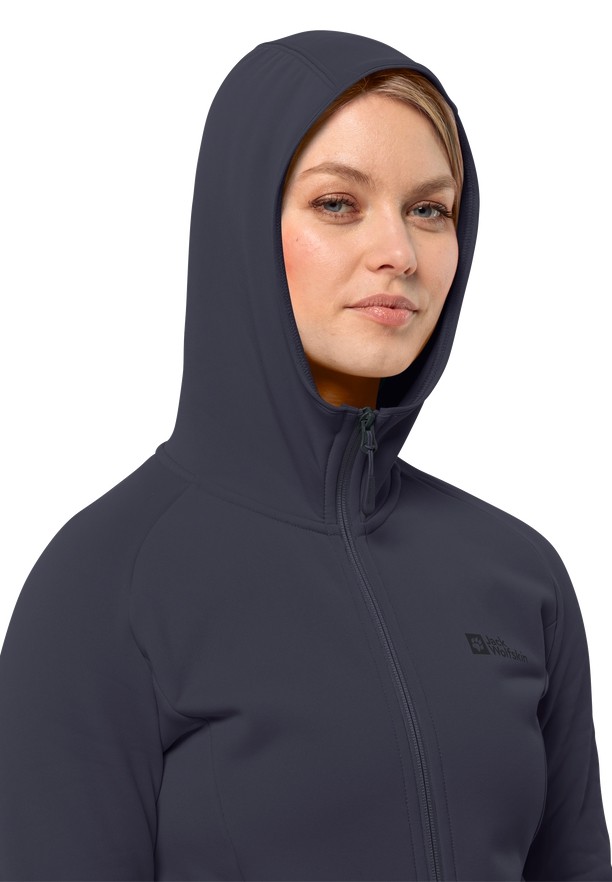 Navy Jack Wolfskin Baiselberg Hooded Fz Women Fleece Jackets | 71024750