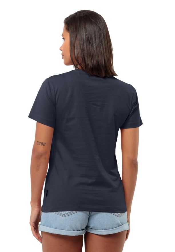 Navy Jack Wolfskin Discover Heart Women T Shirts | 32500403