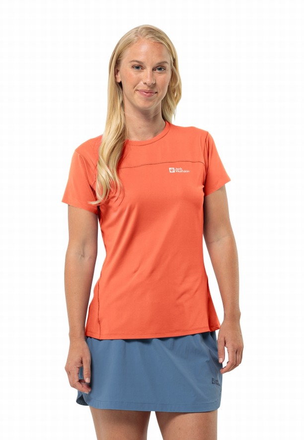 Orange Jack Wolfskin Prelight Chill Women T Shirts | 57211157